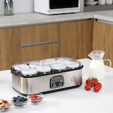 thumbnail of HOMCOM Yogurtera 25W 1,44L con 8 Tarros de Vidrio de 180 ml Termostato Ajustable Temporizador de 1-48 Horas y Apagado Automático 36x18,8x14 cm