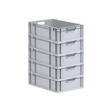 thumbnail of PROREGAL SuperSparSet 5x Eurobox NextGen Economy mit Scharnierdeckel & grünen Verschlüssen, Griffe offen, HxBxT 17x40x60cm, 34L, Eurobehälter, Box