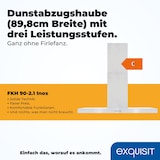 thumbnail of Exquisit Dunstabzugshaube FKH90-2.1 Inox | Kaminhaube | Energieeffizienzklasse C | Inox | 90cm breit | Wandmontag | Aktivkohlefilter