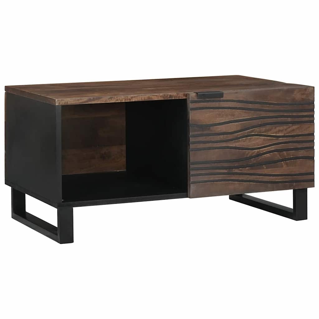 vidaXL Couchtisch Braun und Schwarz 80 x 50 x 40 cm Massivholz Akazie