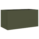 thumbnail of Helloshop26 - Jardinière bac lit surélevé plantes fleurs terrasse jardin olive 62 x 30 x 29 cm acier vert 02_0038705