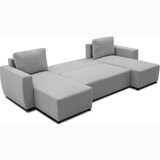thumbnail of Canapé d'angle convertible panoramique PHARELL 5/6 places - Tissu souris - Coffre de rangement - L297 x P155 x H71/85 cm AUCUNE