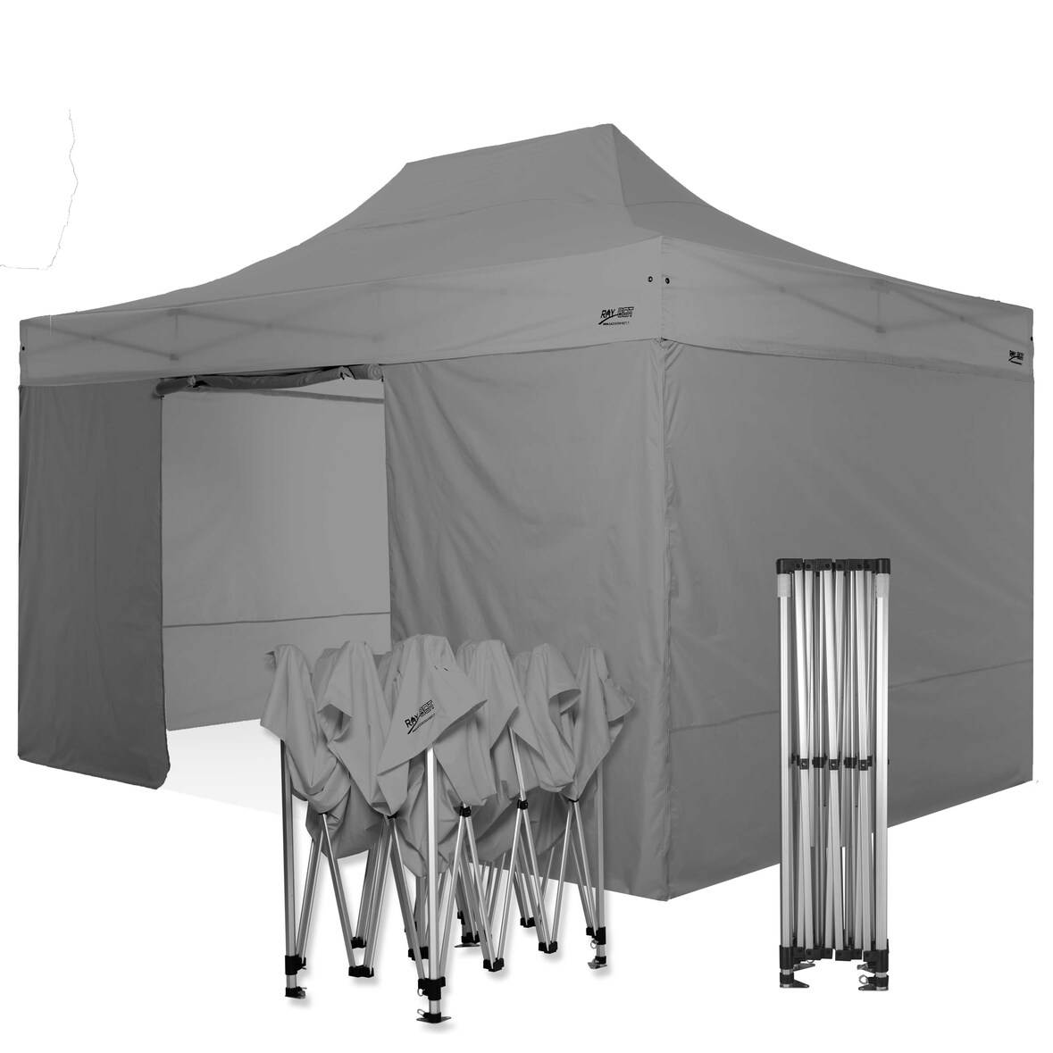 RAY BOT Gazebo pieghevole 3x4.5 rosso Exa 45mm alluminio con laterali. Gazebo rapido e automatico.