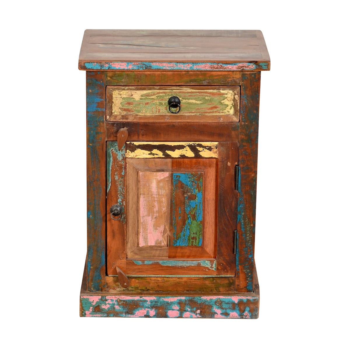 SIT Möbel Commode | 1 tiroir, 1 porte | Bois de récupération peint, coloré | L 55 x P 34 x H 73 cm