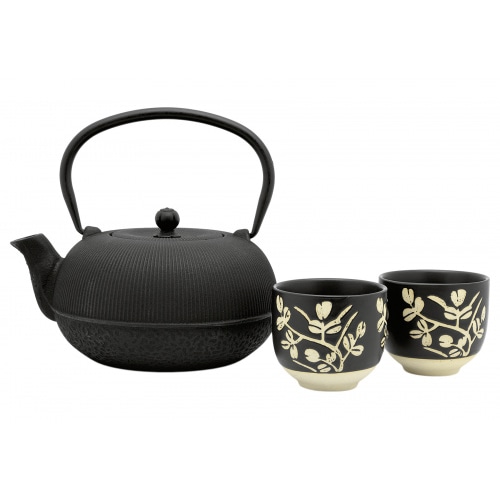 BREDEMEIJER Geschenkset Sichuan (Teekanne 1l mit 2 Teebechern 100ml) schwarz