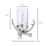 thumbnail of Kerzenhalter Blitu (Höhe 25 cm), mit Glas, Aluminium vernickelt, für Stumpenkerze ø 8 cm