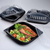 thumbnail of 100x Mehrweg Menüschalen 3-geteilt 240 x 210 x 40 mm Mikrowellengeeignet schwarz 1000ml