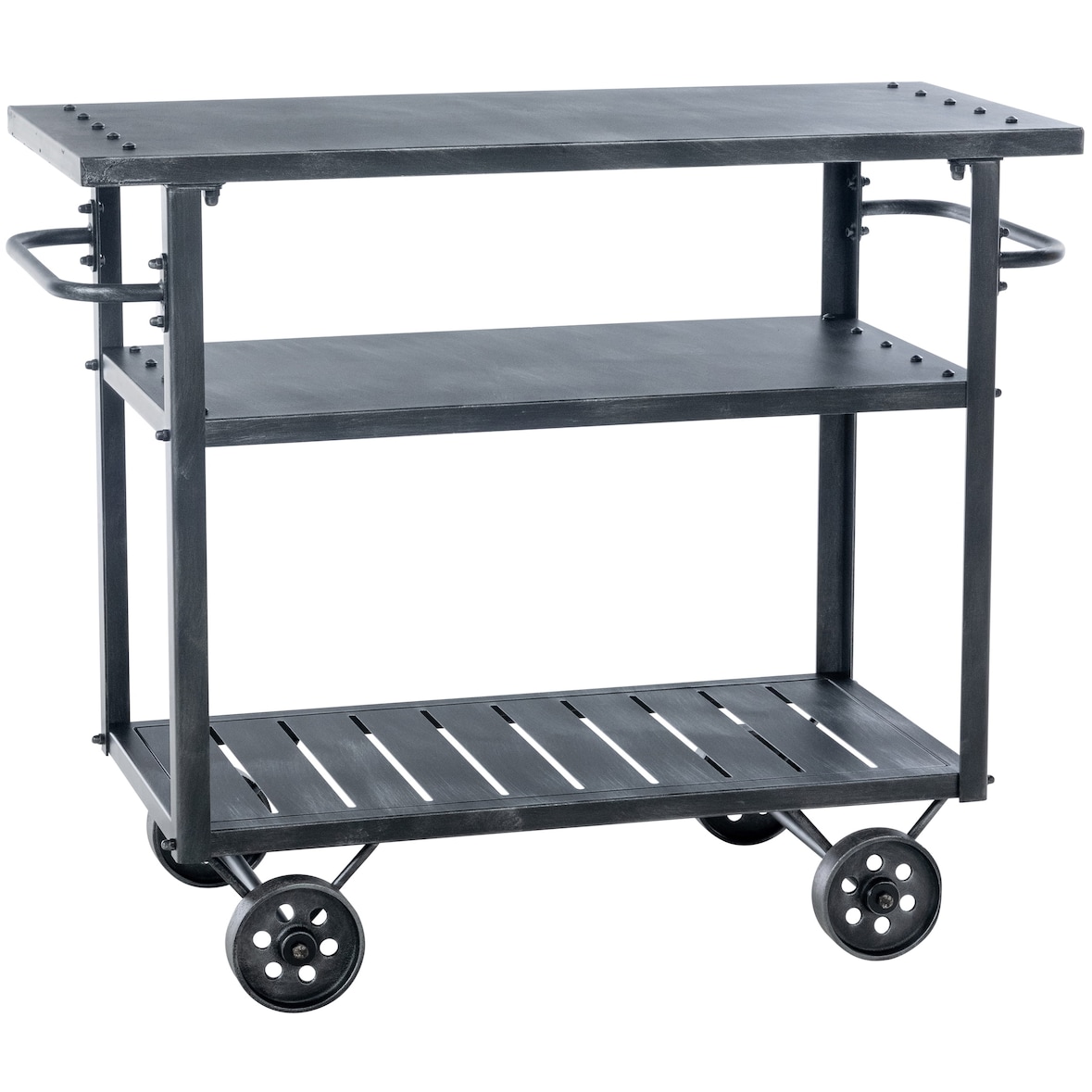 Chariot de service Spring dans le style industriel Argent antique