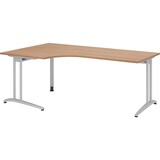 thumbnail of bümö Eckschreibtisch groß, B-Serie 200x120 cm, Tischplatte aus Holz in Nussbaum, Gestell aus Metall - Schreibtisch L Form, großer Tisch für's Büro,