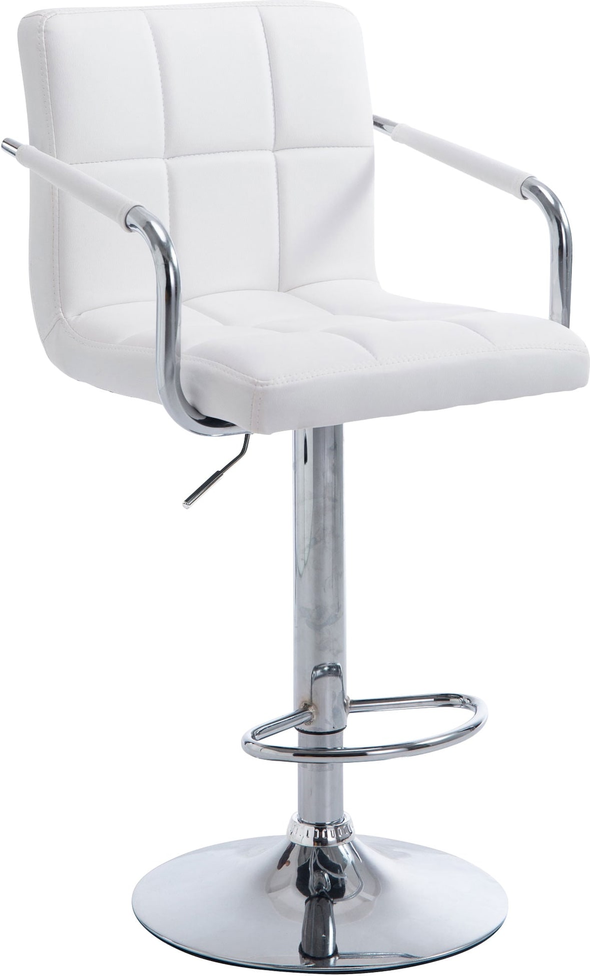 Décoshop26 - Barhocker mit Fußstütze aus weißem Kunststoff mit verchromten Metall-Trompetenbeinen TDB10521
