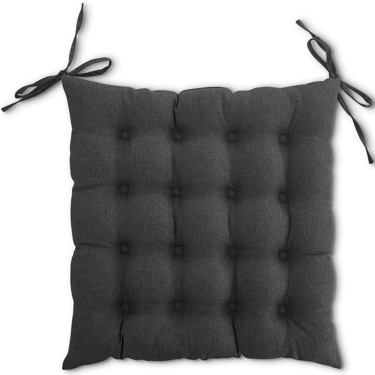 wometo Sitzkissen Stuhlkissen 40x40 OEKO-TEX - dunkelgrau grau Sitzauflage Bank Polster Sitzpolster mit Bändern / Schleife, Indoor / Outdoor