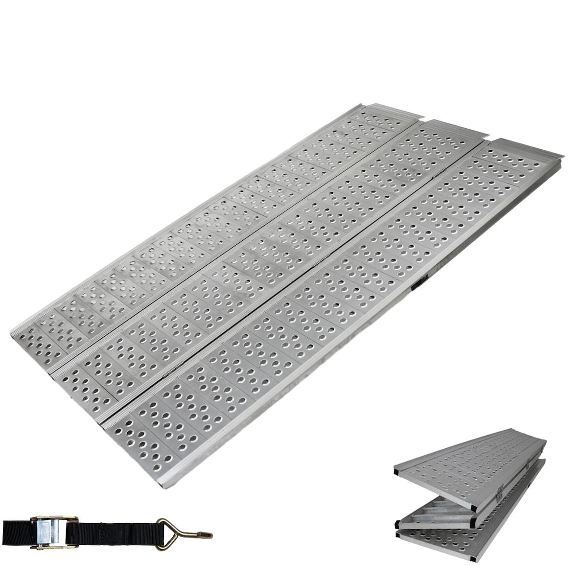 DREIBREIT by TRUTZHOLM 3-fach Auffahrrampe klappbar Alu  255cm 115 cm Breite 1020kg grau gelocht