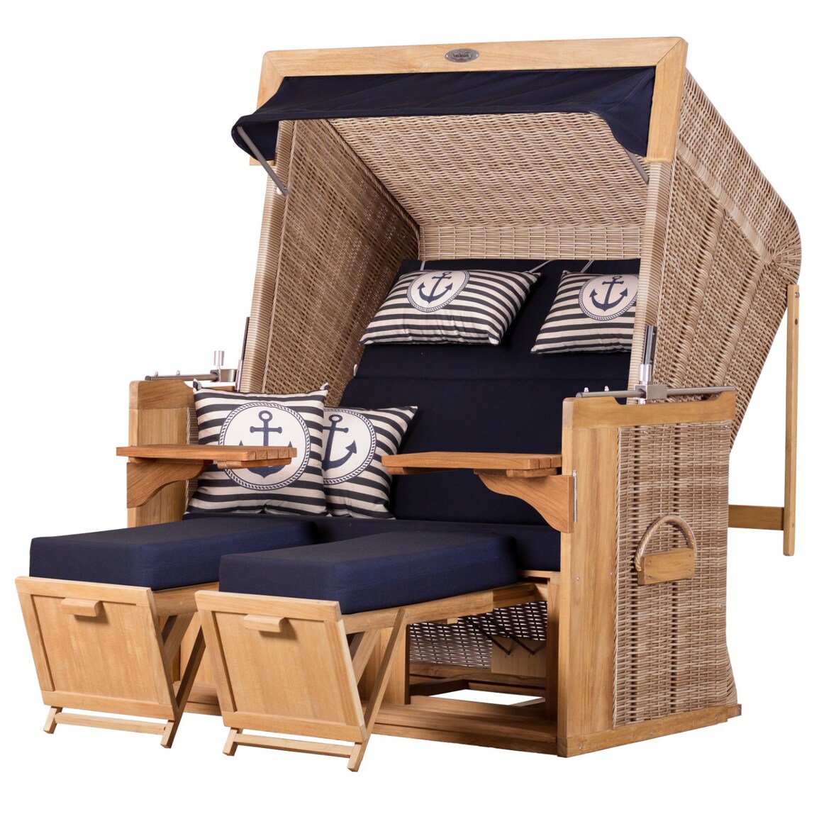 Strandkorb deVries PURE® Friesland Sylt XL - PE white kubu - Dessin 198 - inkl. Schutzhülle