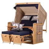 thumbnail of Strandkorb deVries PURE® Friesland Sylt XL - PE white kubu - Dessin 198 - inkl. Schutzhülle