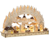 thumbnail of Monzana Schwibbogen Winterdorf Holz Hellbraun LED Beleuchtet Weihnachten Deko Weihnachtsbogen Lichterbogen