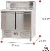 thumbnail of Romux® Saladette und Pizzatisch 2 Türen 90x70 cm für 5 GN 1/6 Behälter mit Marmorplatte und Stahlhaube | Kühltisch von Pizzen und Salaten