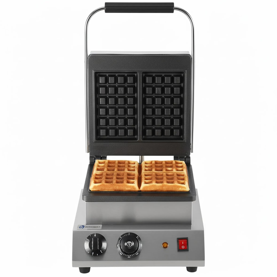 WORLDMAI elektrisches Waffeleisen für zwei rechteckige Waffeln für die Gastronomie. INOX-Waffelmaschine mit Antihaftbeschichtung.