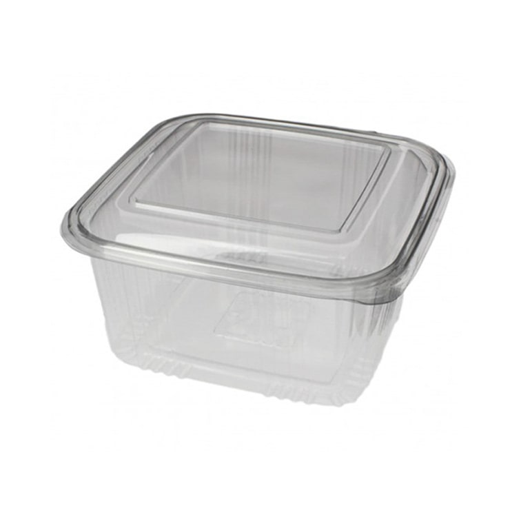 MONOUSO - Transparente Dose mit Klappdeckel Viereckig PET 1000ml (100 Stück)