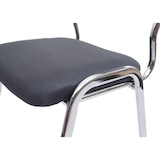 thumbnail of Juego de 4 sillas de visita T401, silla de conferencia apilable, tela/textil ~ asiento gris oscuro, patas cromadas