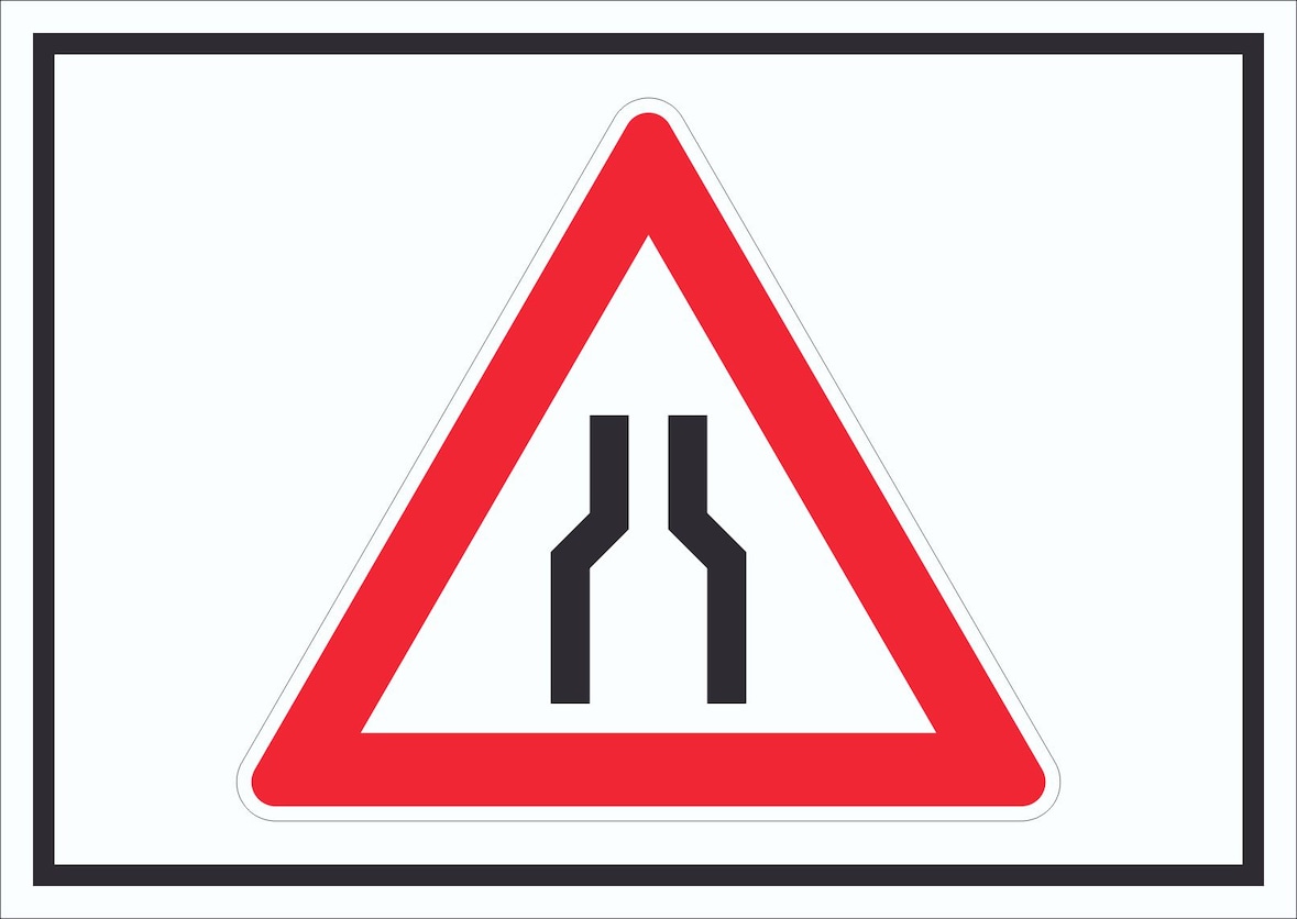 Schild Achtung Verengte Fahrbahn Symbol A0 Rückseite selbstklebend