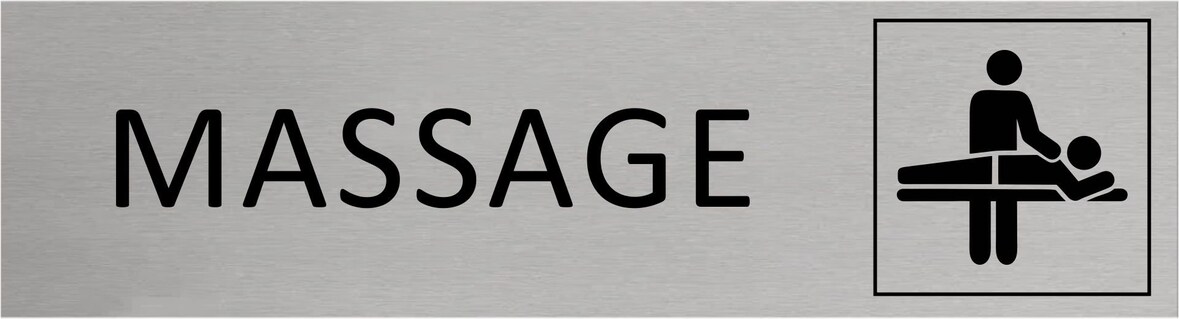CombiCraft Aluminium Türschild Massageraum 165x45mm mit 3M-Tape zur Befestigung, einfache Kennzeichnung von Räumen und Bereichen