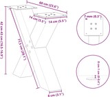 thumbnail of vidaXL Couchtischbeine X-Form 2 Stk. Naturstahl 60x(42-43) cm Stahl