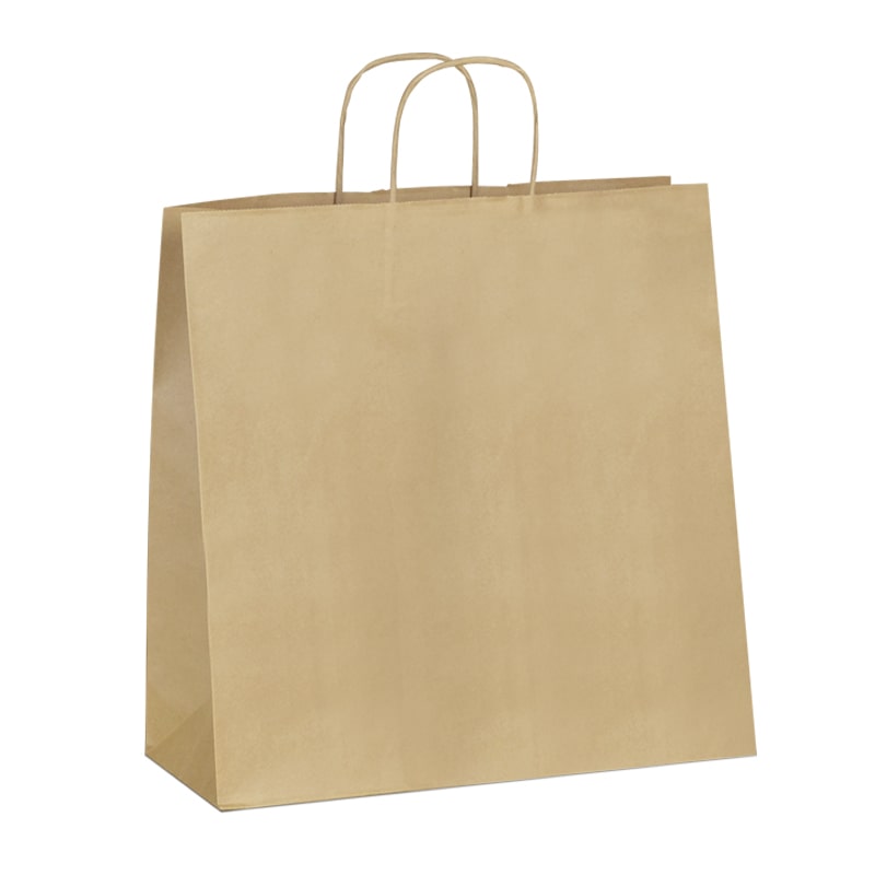 Borsa shopper kraft marrone manici intrecciati 35+14x40 cm per 200 unità – Gimex