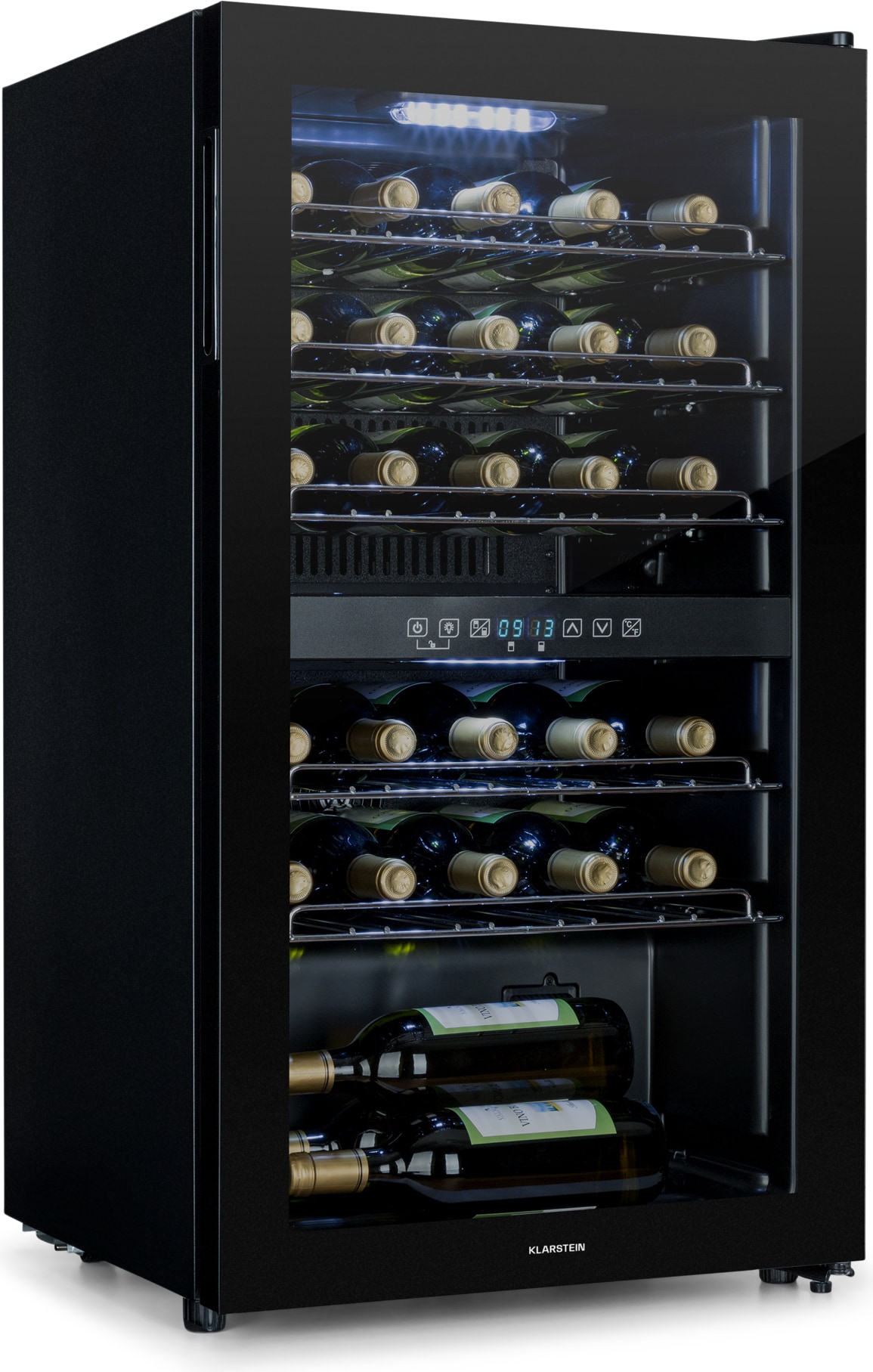 Klarstein Shiraz 29 Duo Weinkühlschrank 2 Zonen 80L/29 Flaschen 5-22°C Touch Schwarz