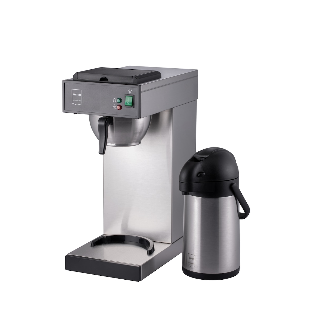 METRO Professional Cafetera GCA 2101, acero inoxidable, 21.5 x 41.5 x 52 cm, 2.3 l, 1900 W, termo y filtros incluidos, plata