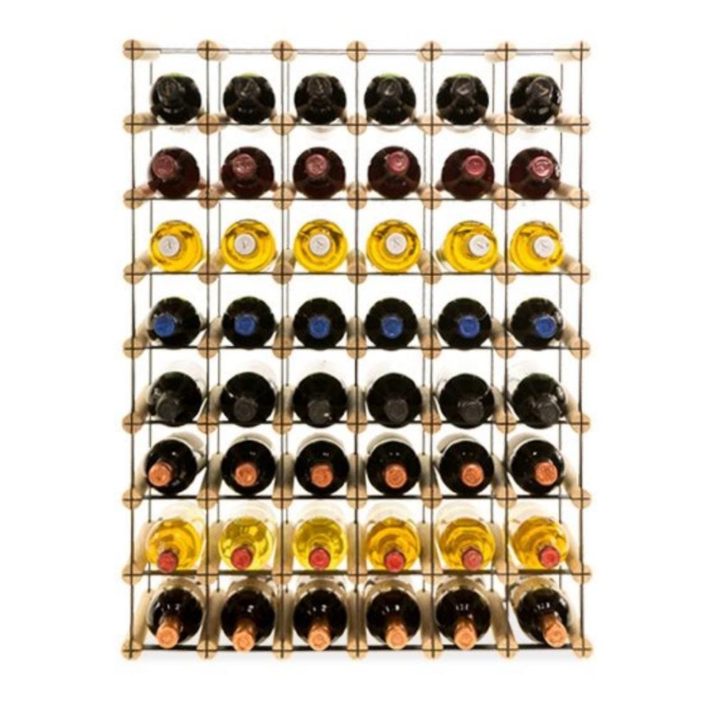 PROREGAL Modulares Weinregal VINOTECA MOD METAL | HxBxT 82,5x62,5x24,5cm | 6x8 Flaschen | Massives Kiefernholz | Natur | Flaschenregal