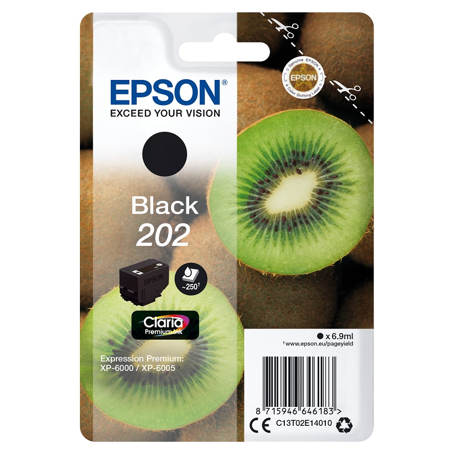 Epson Einzelpackung Schwarz 202 Claria Premium Tinte mit Rf