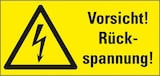 thumbnail of Aufkleber I Warn-Kombischild Vorsicht! Rückspannung!, praxisbewährt, Folie, selbstklebend, 52x26mm, 10/Bogen, BGV A8