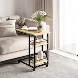 thumbnail of HOMCOM Mesa Auxiliar com Rodas Mesa Lateral em Forma de C para Sofá Cama com 2 Prateleiras e Freios Estilo Moderno 60x34,5x64,5cm Madeira