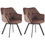 thumbnail of Lot de 2 chaises de salle à manger Jordi velours Marron