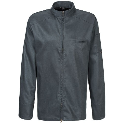 223 - Kochjacke langarm, 2-wege RV : graphit 65% Polyester 35%Baumwolle 220 g/m² XS