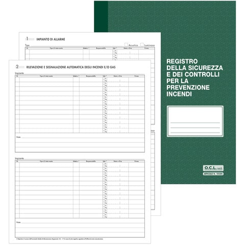 Registro sicurezza e controlli per la prevenzione incendi O.C.L. 48 pagine - 1055N