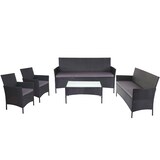 thumbnail of 3-2-1-1 Poly-Rattan Garten-Garnitur Halden, Lounge-Set Sitzgruppe Sofa ~ anthrazit, Kissen anthrazit