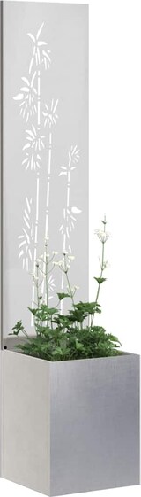 thumbnail of vidaXL Blumentopf mit dekorativem Paneel Silber 32 x 140 cm Edelstahl