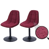 thumbnail of Conjunto de 2 cadeiras de jantar HWC-A60, cadeira de cozinha Cadeira giratória, aço FSC® tecido/têxtil chenille (465g/m²) ~ bordeaux