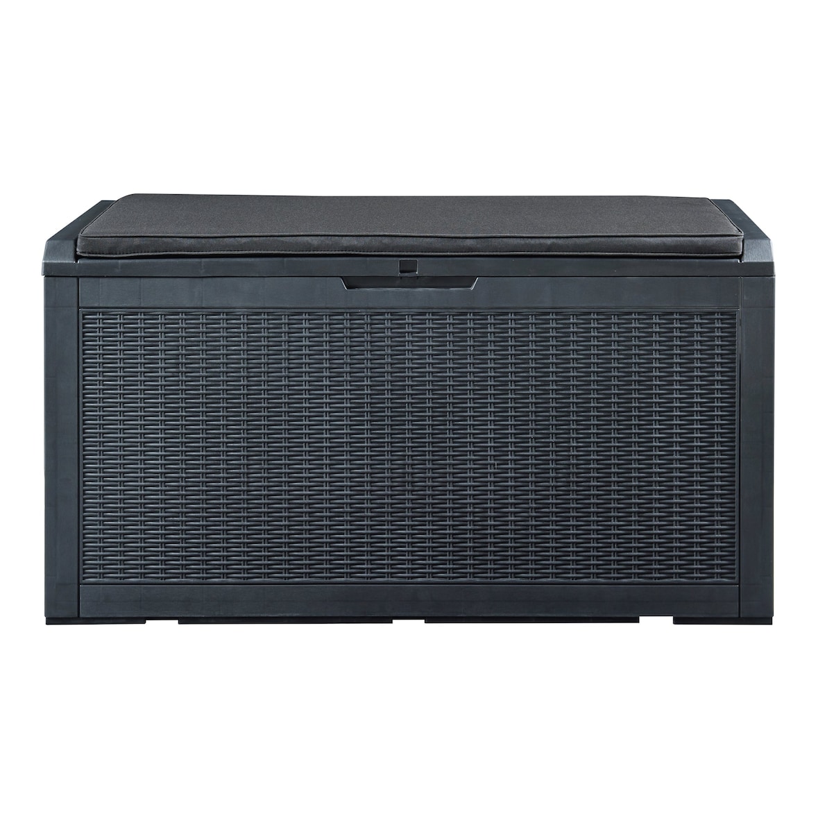 Helloshop26 - Caixa de arrumação para jardim 122 x 55 x 65 cm com efeito de rattan preto 03_0009281