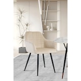 thumbnail of Möbilia Sessel, 2er-Set | mit Quadratsteppung | Bezug Samt | Beine Metall | B 59 x T 62 x H 83 cm | beige – schwarz | 21020065 | Serie STUHL