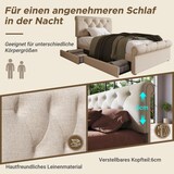thumbnail of Polsterbett 90x200 cm mit 2 Schubladen und höhenverstellbarem Kopfteil – elegantes Natur-Design, Stauraum inklusive