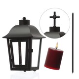 thumbnail of Laterne mit roter Mini LED Kerze mit 2 wechselbaren Spitzen und Erdspieß