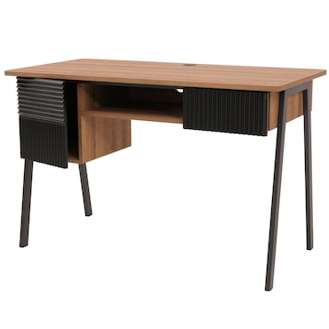 Scrivania HWC-O40, scrivania per ufficio, scrivania per computer, MDF metallo melaminico 78x120x60cm ~ naturale