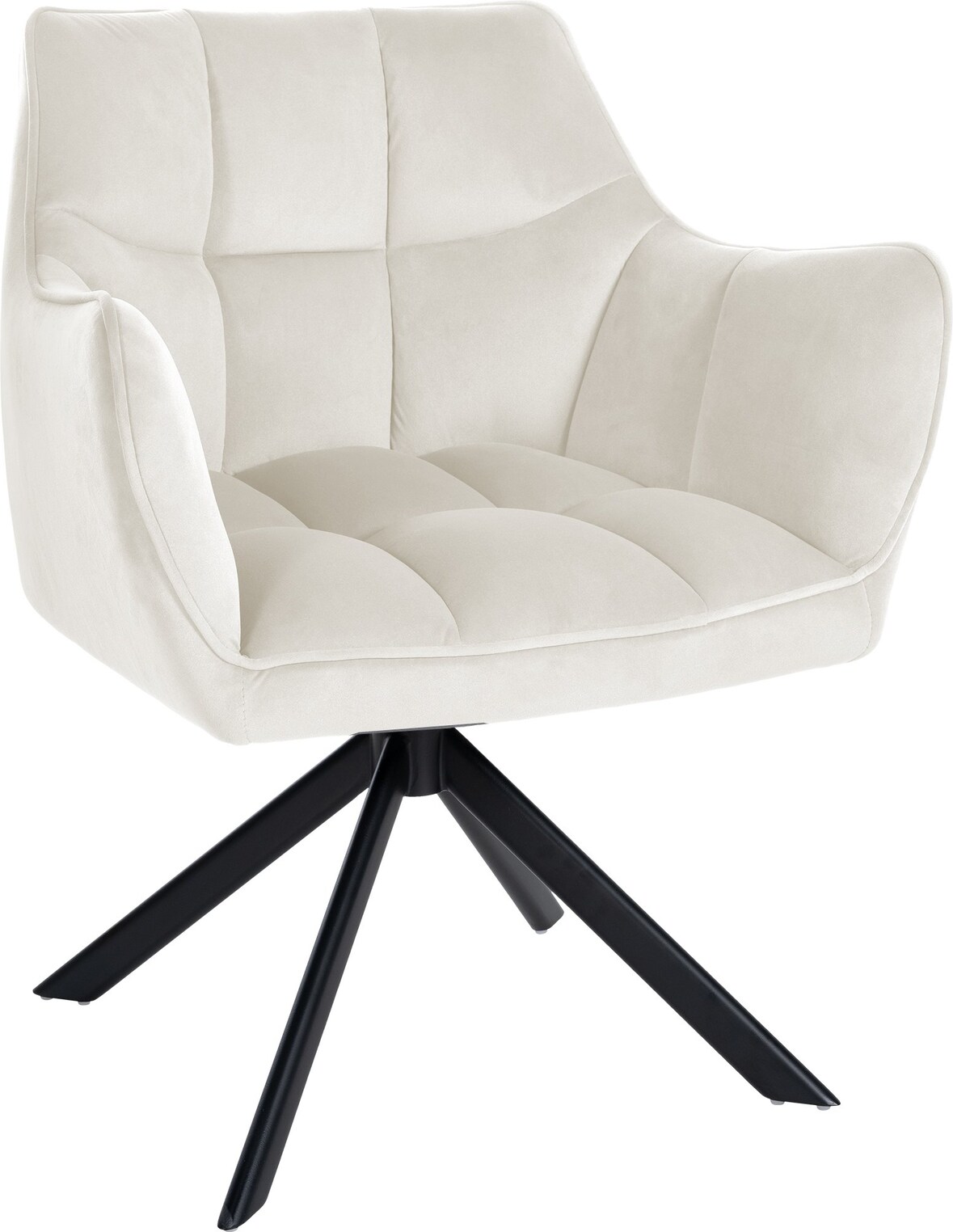 CHEFGASTRO Esszimmerstuhl KANSAS Samt Schwarz HxBxT 81x67x58cm Samt Creme Küchenstuhl