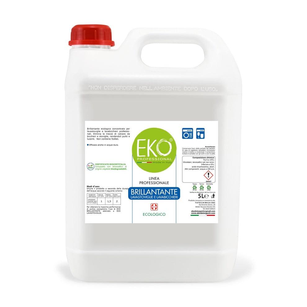 Brillantante Professionale Ecologico Eko Professional 5 LT -  Prodotto Professionale - HACCP - CERTIFICATO BIOCERTITALIA