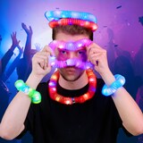 thumbnail of Relaxdays Leuchtstäbe, 15 LED Knicklichter, 3 Effekte, ausziehbare Blinkstäbe bis 63 cm, Partydeko, Kunststoff, bunt