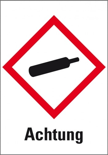 Dreifke® Aufkleber I Gefahrensymbol Gasflasche GHS 04, Achtung, Folie, 105x148mm, GHS-Verordnung