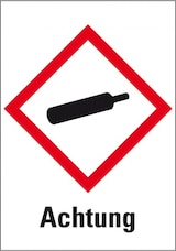 thumbnail of Dreifke® Aufkleber I Gefahrensymbol Gasflasche GHS 04, Achtung, Folie, 105x148mm, GHS-Verordnung