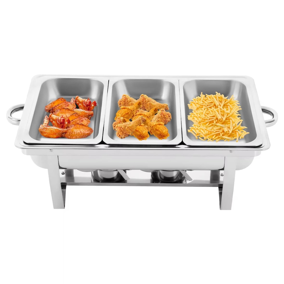 Scaldavivande/Scaldavivande per buffet rettangolare a 3 scomparti da 7,5L in acciaio inox